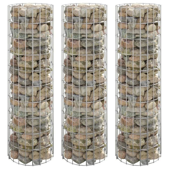 Lit surélevé à gabion circulaire 3pcs Acier galvanisé Ø30x100cm - Photo n°1