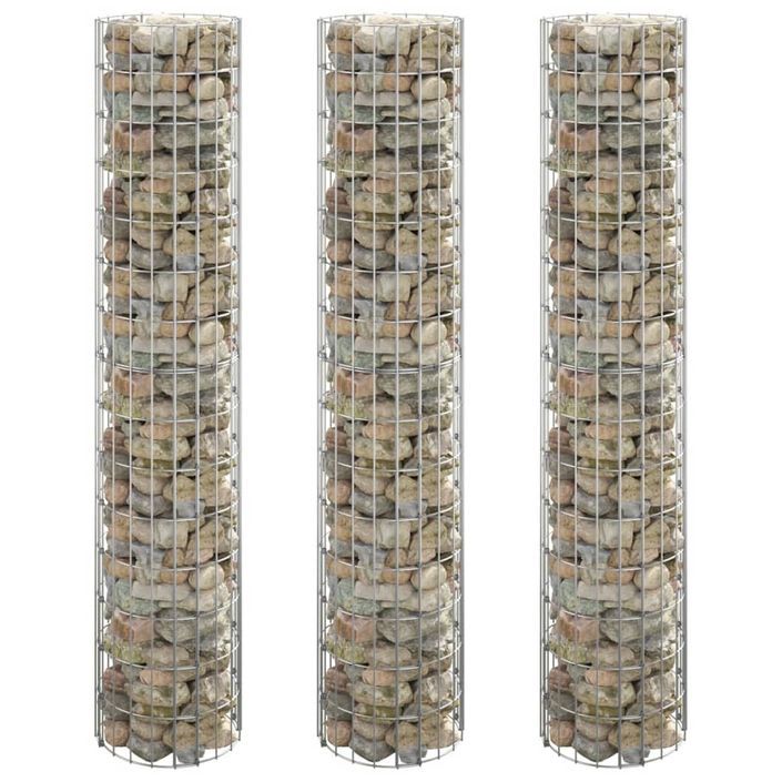 Lit surélevé à gabion circulaire 3pcs Acier galvanisé Ø30x150cm - Photo n°1