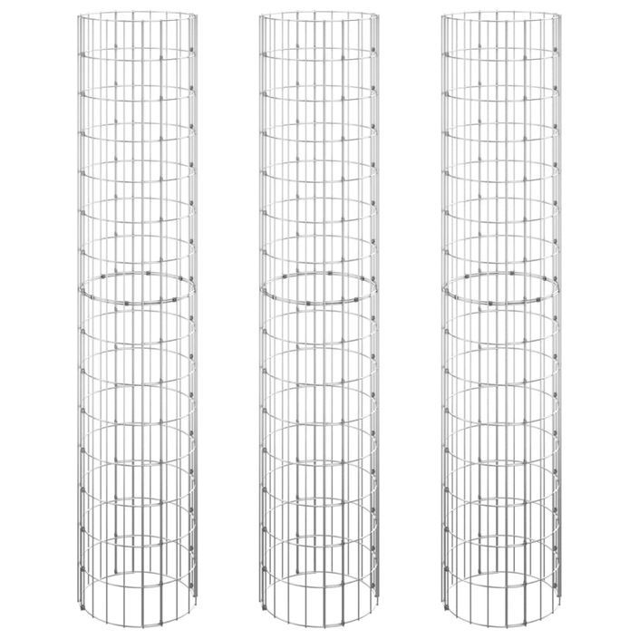 Lit surélevé à gabion circulaire 3pcs Acier galvanisé Ø30x150cm - Photo n°2