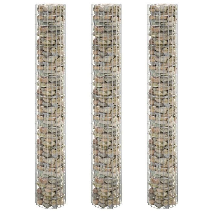 Jardinière à gabion circulaire 3pcs Acier galvanisé Ø30x200cm - Photo n°1