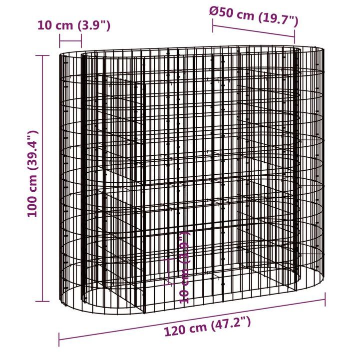 Lit surélevé à gabion Fer galvanisé 120x50x100 cm - Photo n°8