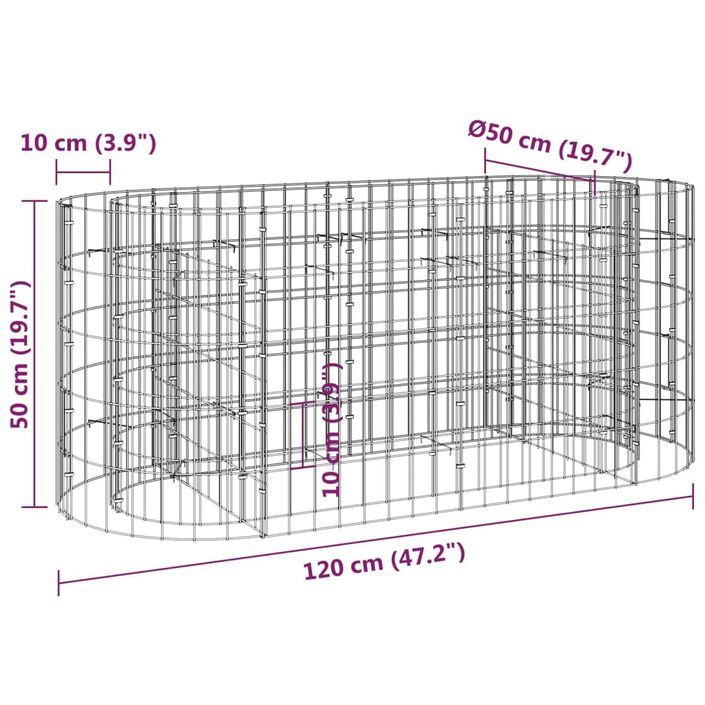 Jardinière à gabion Fer galvanisé 120x50x50 cm - Photo n°8