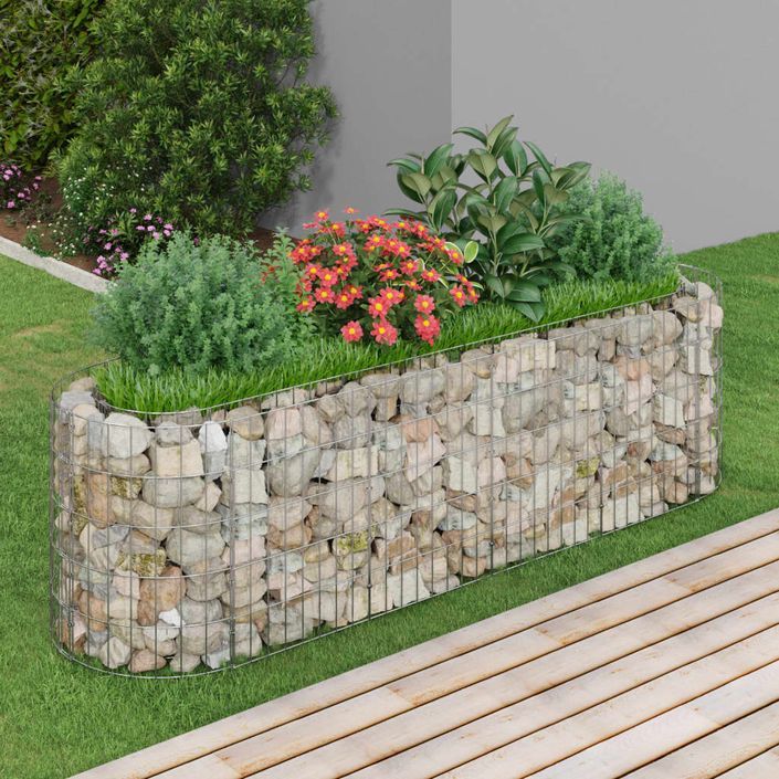 Jardinière à gabion Fer galvanisé 190x50x50 cm - Photo n°1