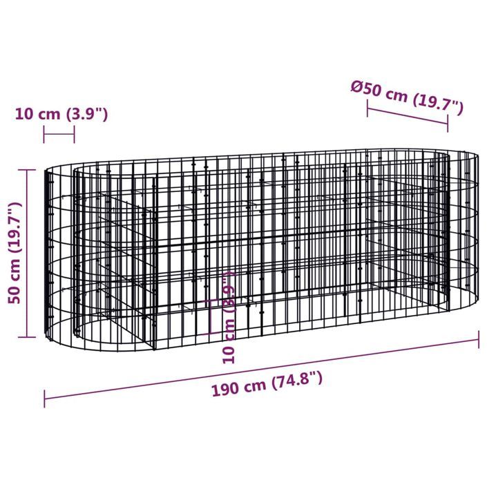 Jardinière à gabion Fer galvanisé 190x50x50 cm - Photo n°8