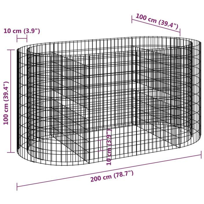 Lit surélevé à gabion Fer galvanisé 200x100x100 cm - Photo n°8