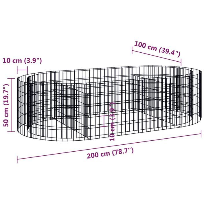 Lit surélevé à gabion Fer galvanisé 200x100x50 cm - Photo n°8