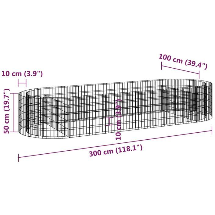 Lit surélevé à gabion Fer galvanisé 300x100x50 cm - Photo n°8