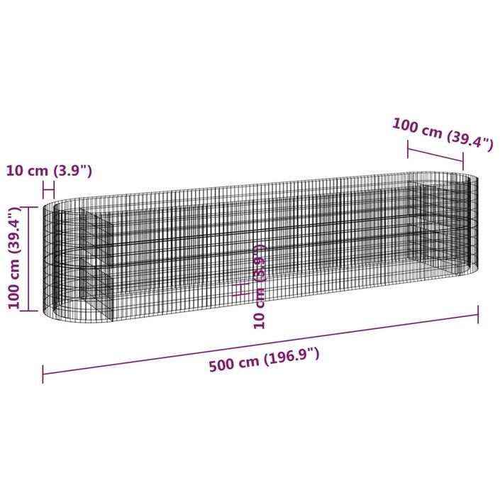 Lit surélevé à gabion Fer galvanisé 500x100x100 cm - Photo n°8