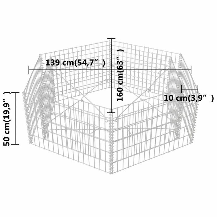 Jardinière à gabion hexagonale 160x140x50 cm - Photo n°5