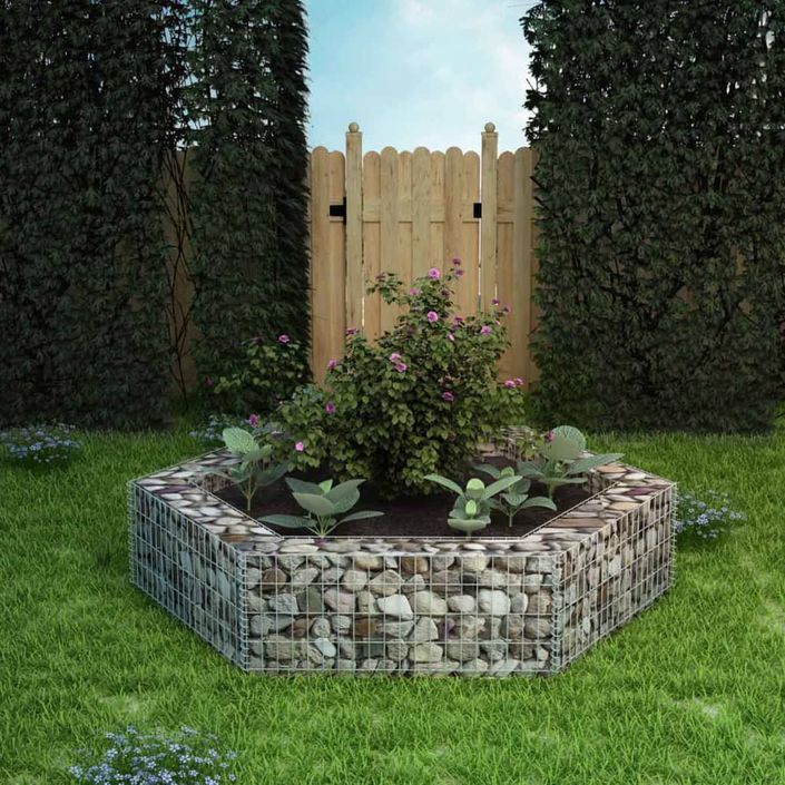 Jardinière à gabion hexagonale 200x173x40 cm - Photo n°1