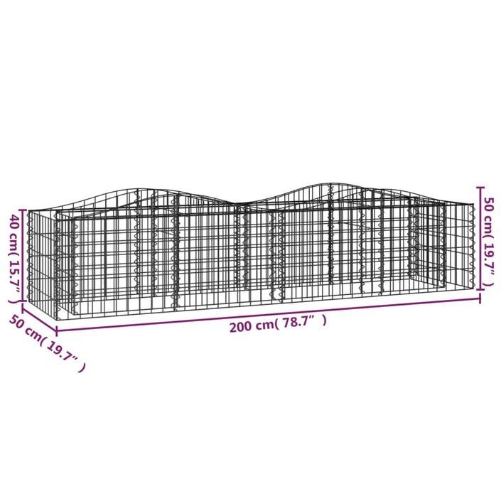 Lit surélevé à gabions arqué 200x50x50 cm Fer galvanisé - Photo n°5