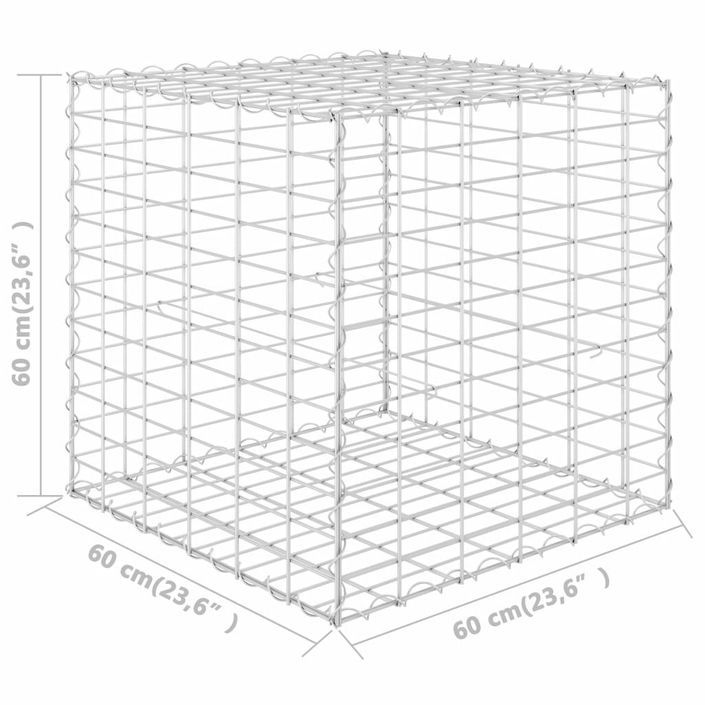 Jardinière cube à gabion Fil d'acier 60x60x60 cm - Photo n°5