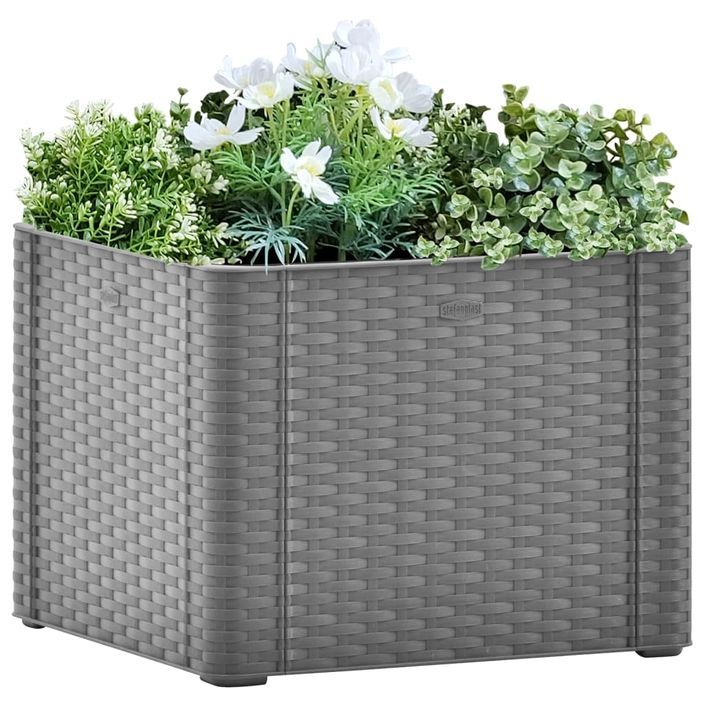 Jardinière avec système d'arrosage Gris 43x43x33 cm - Photo n°1