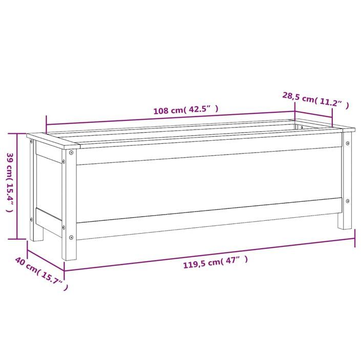 Lit surélevé de jardin brun miel 119,5x40x39 cm bois pin massif - Photo n°9