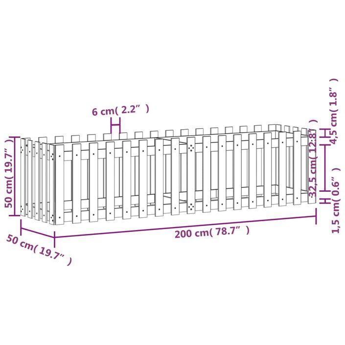 Lit surélevé de jardin design de clôture 200x50x50cm pin massif - Photo n°9