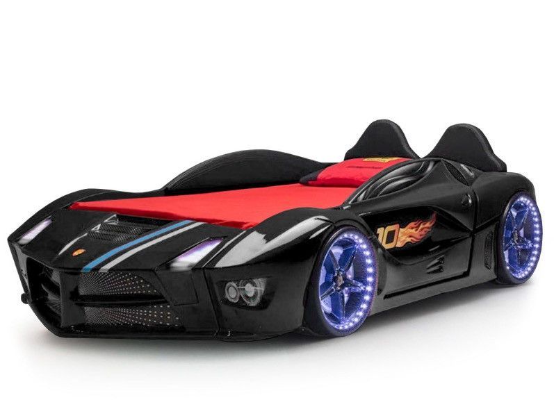 Lit voiture de course noir Speedo 90x190 cm - Photo n°1
