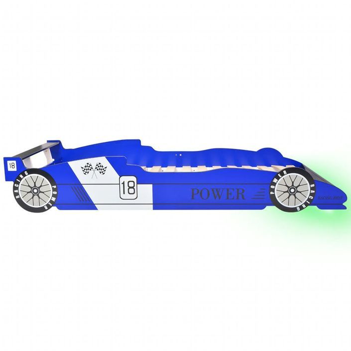 Lit voiture de course pour enfants avec LED 90 x 200 cm Bleu - Photo n°5