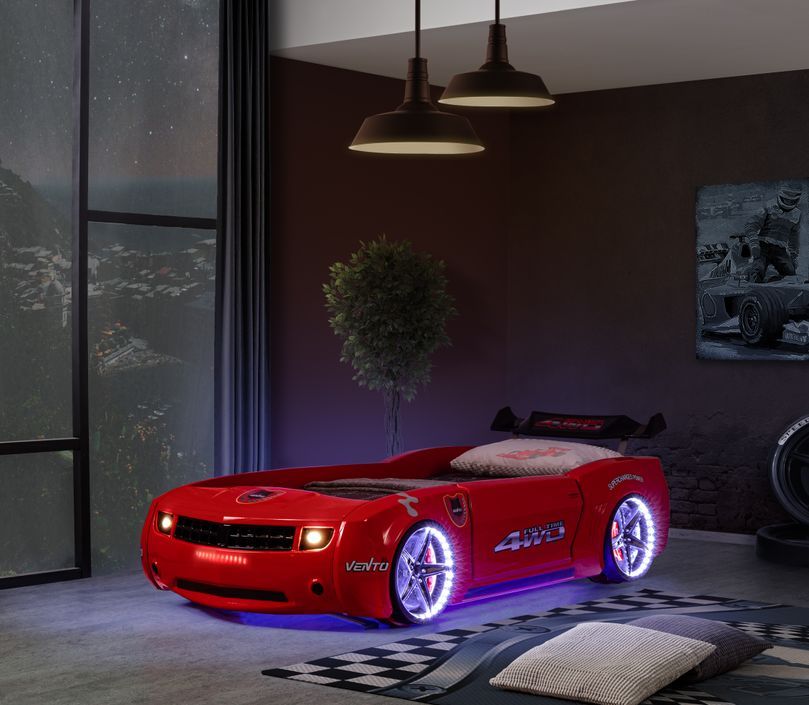 Lit voiture de course rouge full options Fusion 90x190 cm - Photo n°4