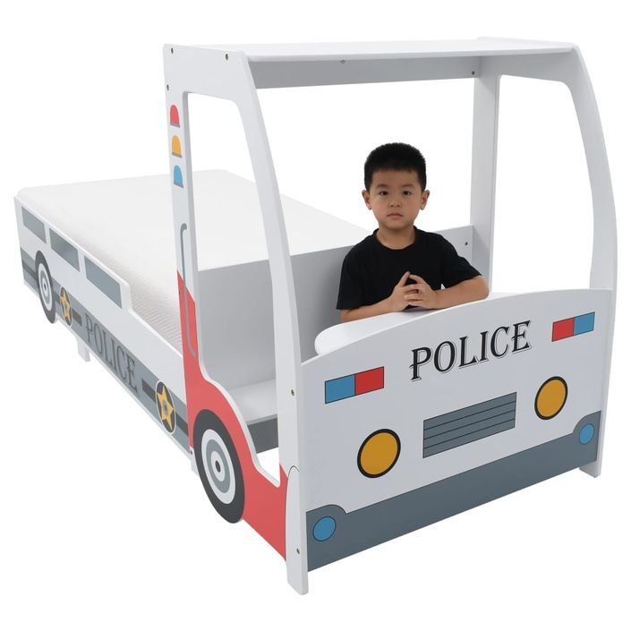 Lit voiture de police avec matelas pour enfants 90x200cm 7 Zone - Photo n°1