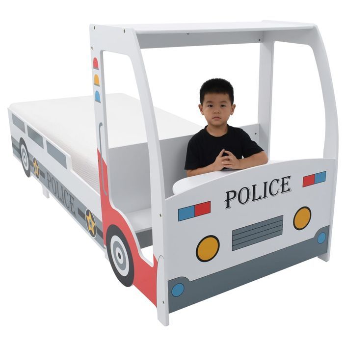 Lit voiture de police et matelas en mousse pour enfant 90x200cm - Photo n°2