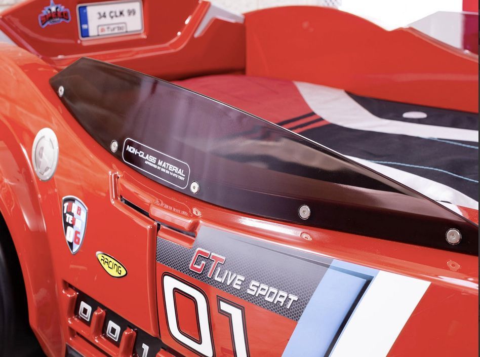 Lit voiture rouge avec phares bruitages et télécommande Karting 90x190 cm - Photo n°8
