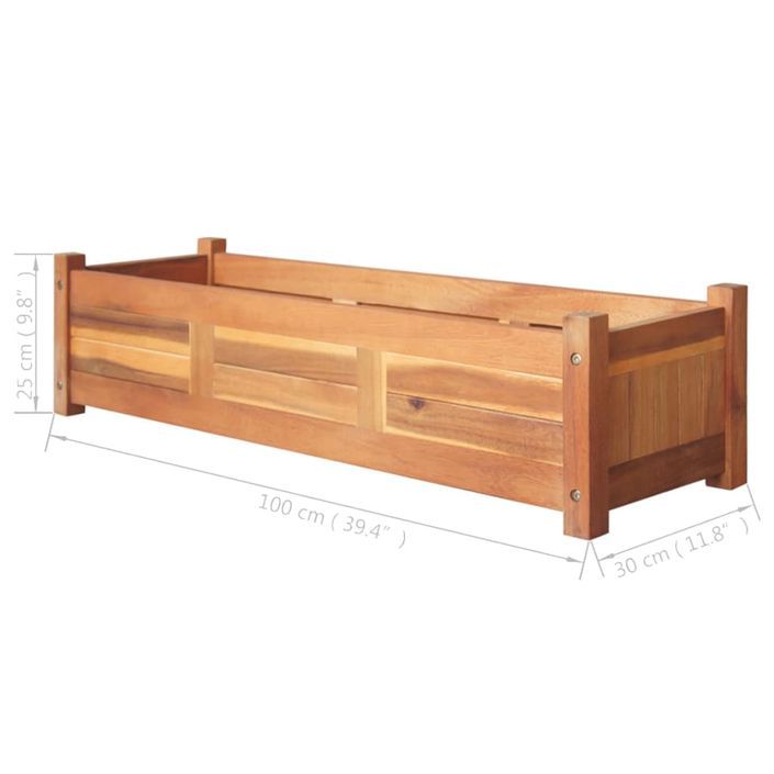 Jardinières 2 pcs Bois d'acacia 100x30x25 cm - Photo n°6