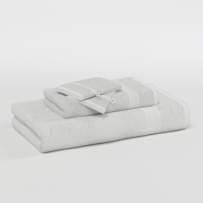 Lot de 1 drap de bain + 1 serviette + 2 gants ELEGANCE Blanc - Photo n°2