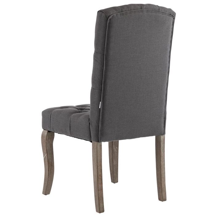 Lot de 2 chaises capitonnées tissu gris aspect lin - Moderne et intemporel - Photo n°6