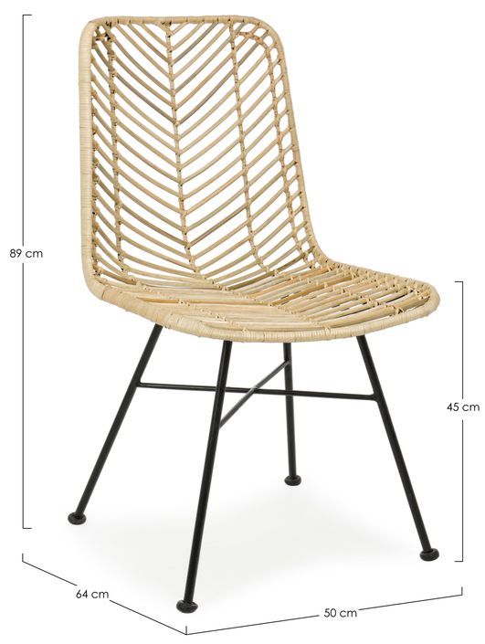 Lot de 2 chaises en acier avec assise tressée en Kubu – Style Naturel et Industriel - Photo n°5