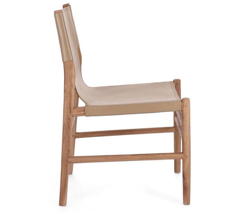 Lot de 2 chaises en bois de Teck et cuir Karole – Modernité et durabilité - Photo n°3