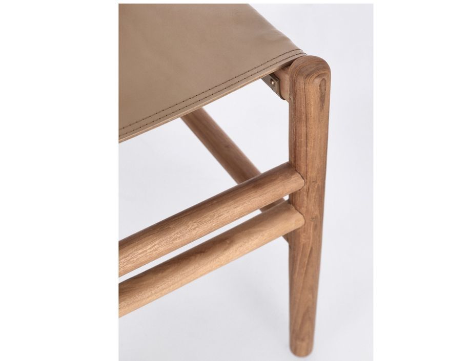 Lot de 2 chaises en bois de Teck et cuir Karole – Modernité et durabilité - Photo n°5