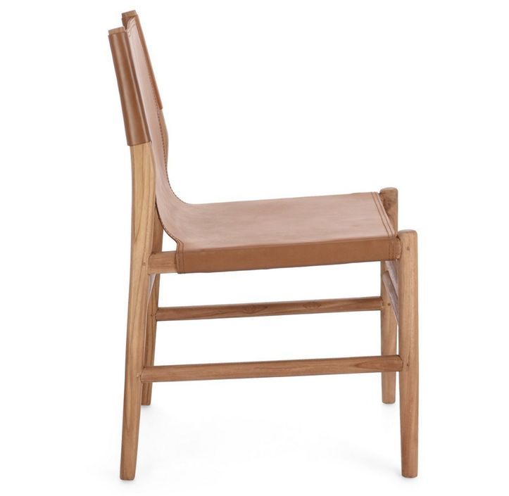 Lot de 2 chaises en bois de Teck et cuir Karole – Modernité et durabilité - Photo n°3