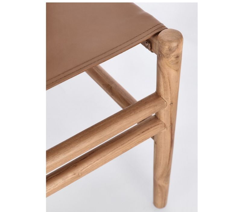 Lot de 2 chaises en bois de Teck et cuir Karole – Modernité et durabilité - Photo n°4