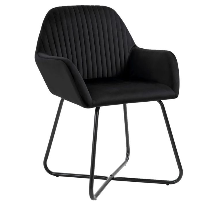 Lot de 2 chaises Mikee - Velours luxe avec pieds métal Noir - Photo n°7