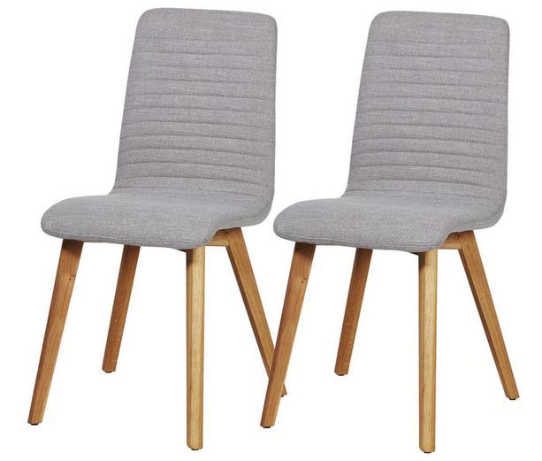 Lot de 2 chaises tissu gris et pieds bois clair Gama - Photo n°1