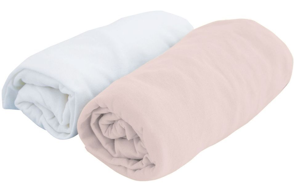 Lot de 2 draps housse bébé jersey 60 x 120 cm blanc et rose birdy Doux nid - Photo n°1