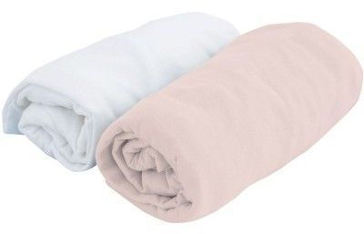 Lot de 2 draps housse bébé jersey 70 x 140 cm blanc et rose birdy Doux nid - Photo n°1