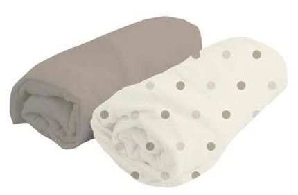 Lot de 2 draps housse bébé jersey 70 x 140 cm taupe et imprimé pois Doux nid - Photo n°1