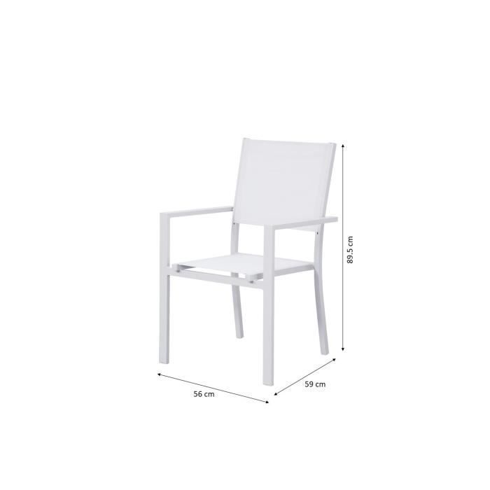 Lot de 2 fauteuils a manger de jardin - Aluminium - 54 x 57 x 88 cm - Photo n°3