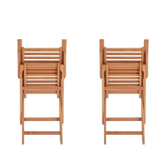 Lot de 2 fauteuils pliantes de jardin en eucalyptus FSC - 57,5x56x90cm - Photo n°2