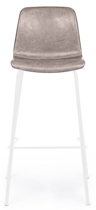 Lot de 2 tabourets Kyra en polypropylène beige avec pieds en acier blanc - Design contemporain - Photo n°2