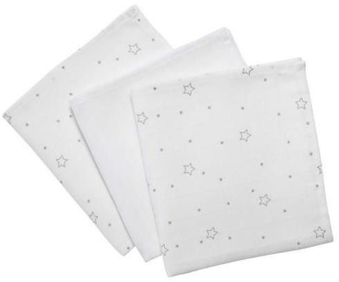 Lot de 3 langes imprimés étoiles gris et uni blanc - Photo n°1