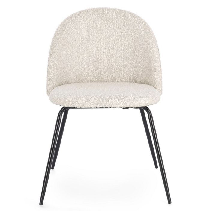 Lot de 4 chaises en tissu doux bouclé beige clair et pieds noir Tanya – Élégance et Confort - Photo n°7