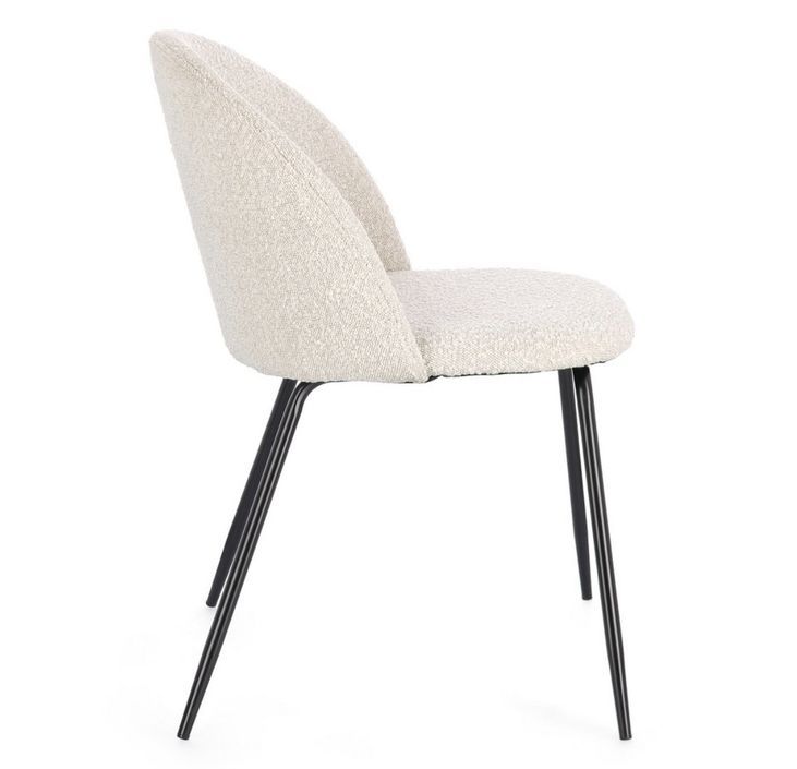 Lot de 4 chaises en tissu doux bouclé beige clair et pieds noir Tanya – Élégance et Confort - Photo n°8