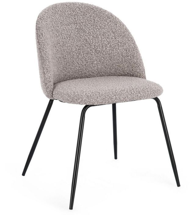 Lot de 4 chaises en tissu doux bouclé beige clair et pieds noir Tanya – Élégance et Confort - Photo n°1