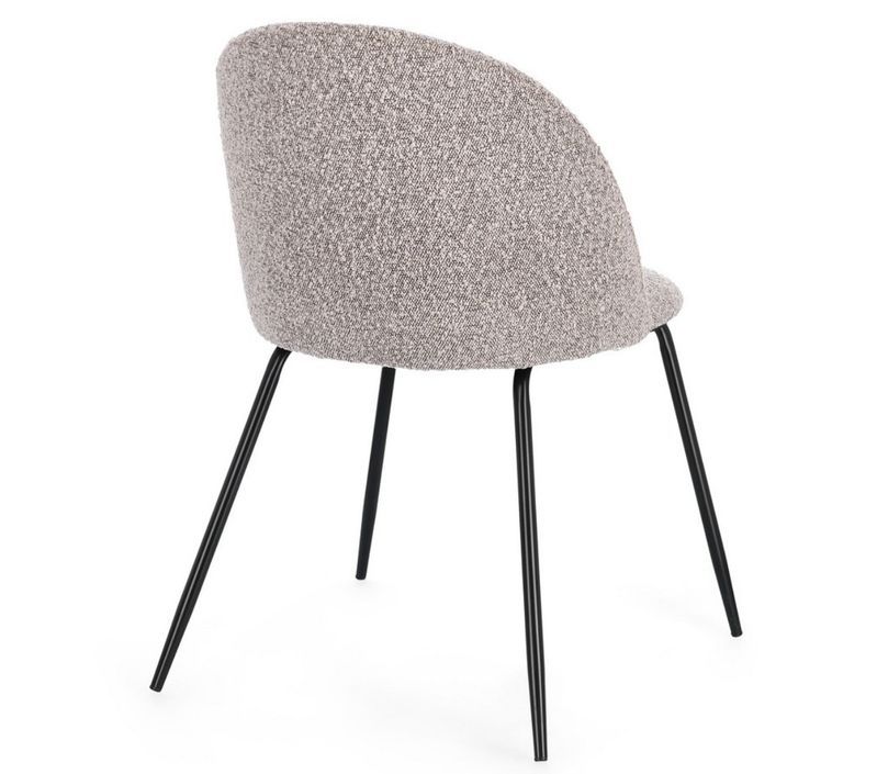 Lot de 4 chaises en tissu doux bouclé beige clair et pieds noir Tanya – Élégance et Confort - Photo n°5