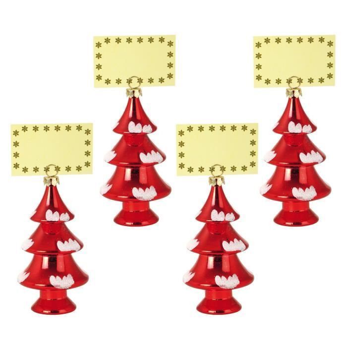 Lot de 4 Décorations sapins de Noël : Porte-Nom rouge - Photo n°1