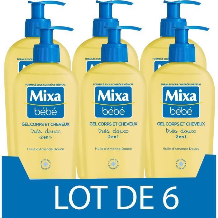 [Lot de 6] MIXA BEBE Gel Tres doux 2-en-1 corps et cheveux - 250 ml - Photo n°1
