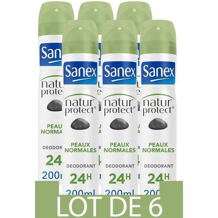 [Lot de 6] SANEX Déodorants Homme Spray Natur Protect - Peaux normales - 200 ml - Photo n°1