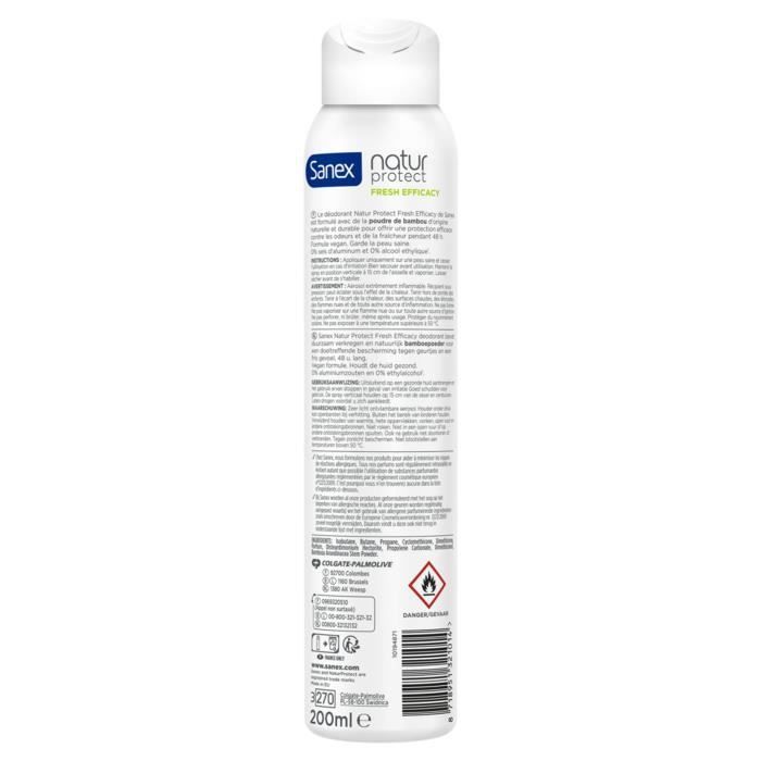 [Lot de 6] SANEX Déodorants naturels Natur Protect Fresh efficacité 48h Bambou spray - 200 ml - Photo n°3